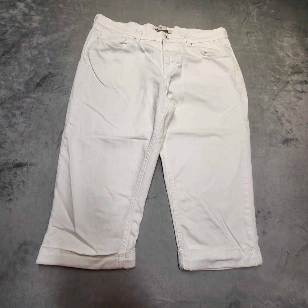 Levis Jeans Womens 12 White Cropped Mid Rise Stretch Cuffed Denim 0120-099-501